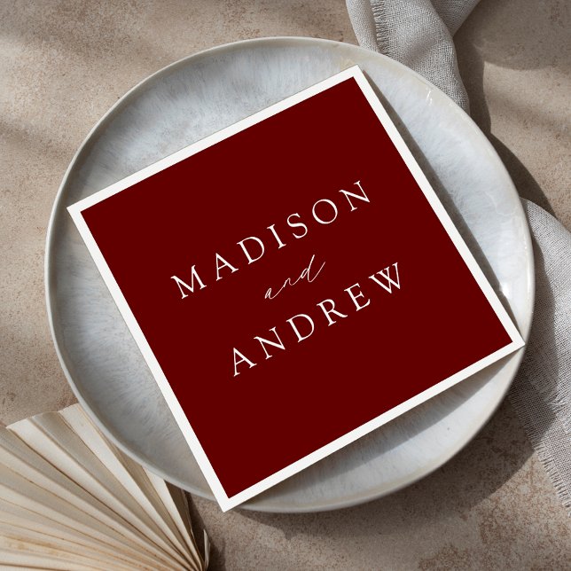 Modern Elegant Burgundy Wedding Napkin (Creator Uploaded)