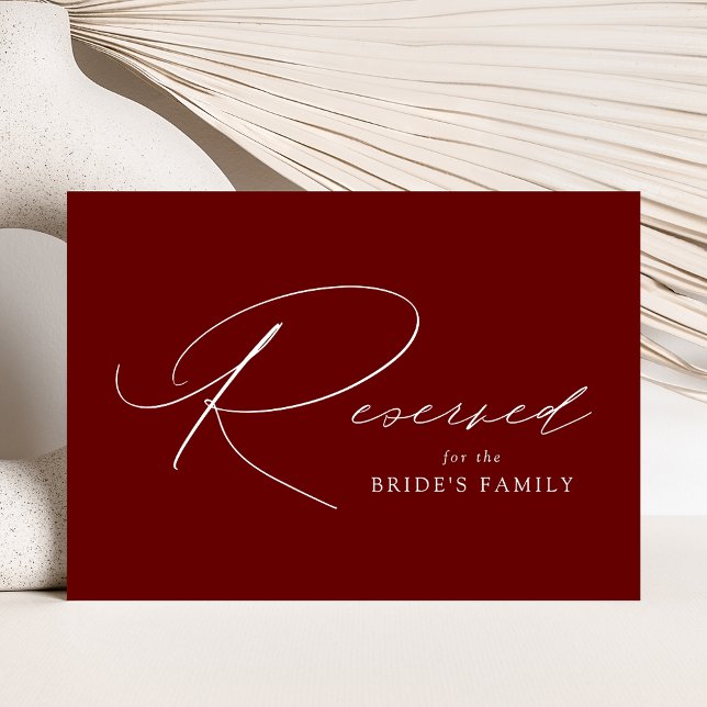 Modern Elegant Burgundy Wedding Reserved Sign (Creator Uploaded)