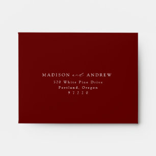 Modern Elegant Burgundy Wedding RSVP Envelope