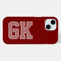 Modern Elegant Burgundy White Monogram Initials