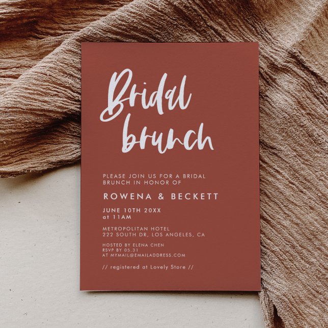 Modern Elegant Burnt Brick Bridal Brunch Invitation (Creator Uploaded)