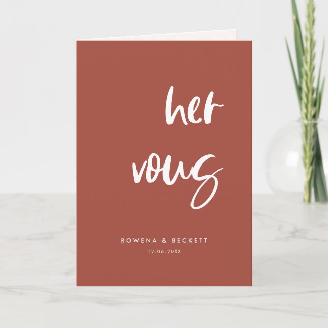 Modern elegant burnt brick Her vows Card (Front)