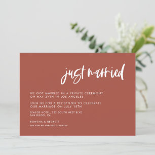 Modern elegant burnt brick Just married Invitation