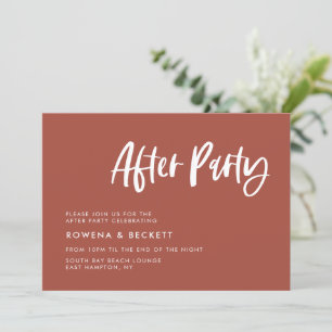 Modern elegant burnt brick wedding after party invitation