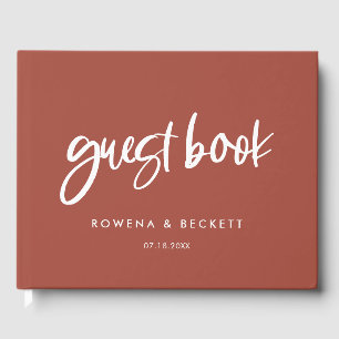 Modern elegant burnt brick wedding guest book