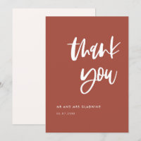 Modern elegant burnt brick wedding Thank you card