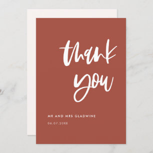 Modern elegant burnt brick wedding Thank you card