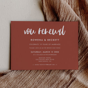 Modern elegant burnt brick wedding Vow renewal Invitation