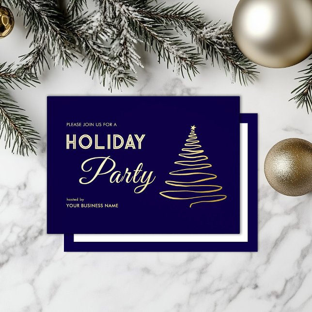 Modern Elegant Business Holiday Party Navy Gold  (Creator Uploaded)