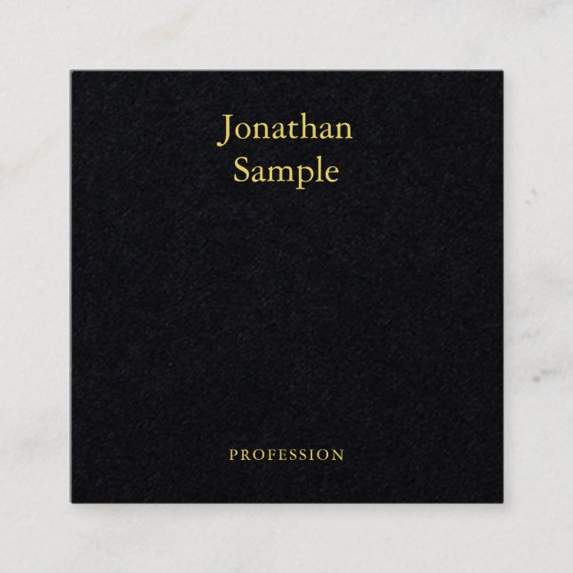 Modern Elegant Business Minimalist Black Template Square Business Card (Front)