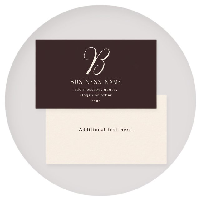 Modern Elegant Business Name Monogram | Dark Brown Card (Creator Uploaded)
