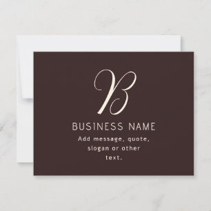 Modern Elegant Business Name Monogram   Dark Brown Card