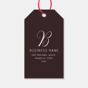 Modern Elegant Business Name Monogram   Dark Brown Gift Tags
