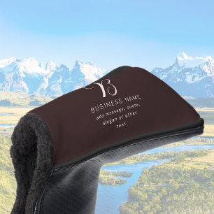 Modern Elegant Business Name Monogram Dark Brown Golf Head Cover