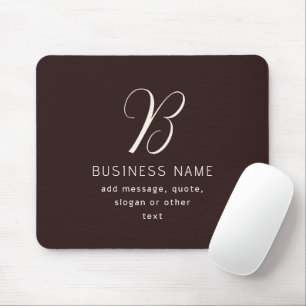 Modern Elegant Business Name Monogram Dark Brown Mouse Mat