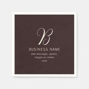 Modern Elegant Business Name Monogram   Dark Brown Napkin