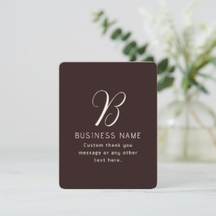 Modern Elegant Business Name Monogram   Dark Brown Thank You Card
