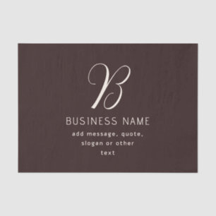 Modern Elegant Business Name Monogram   Dark Brown Tissue Paper