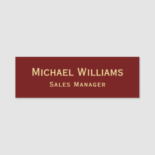 Modern Elegant Business Office Employee ID Gold Name Tag