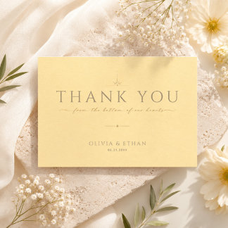 Modern Elegant Butter Yellow Wedding Thank You Card
