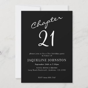 Modern Elegant Calligraphy 21st Birthday Invitation
