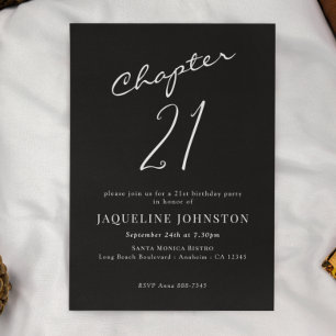 Modern Elegant Calligraphy 21st Birthday Invitation