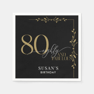Modern Elegant Calligraphy 80th Birthday Napkin