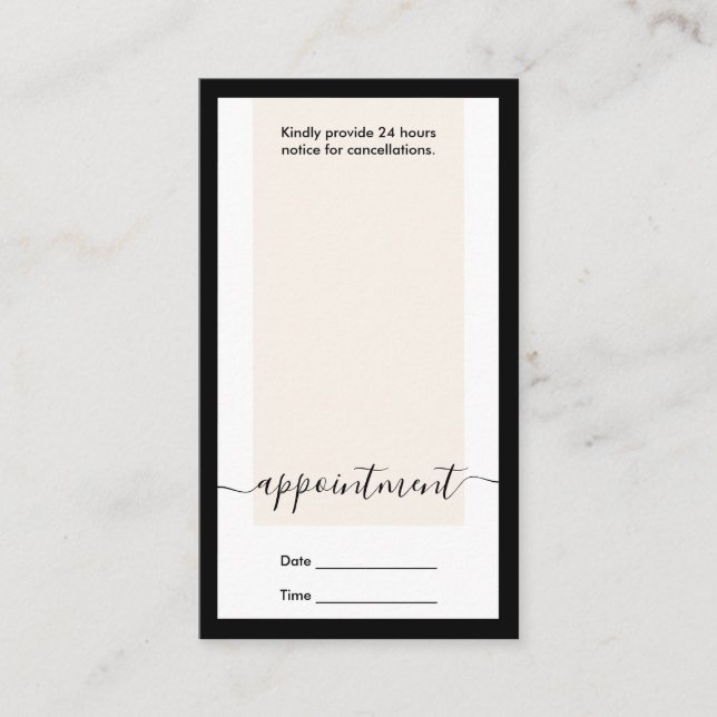 Modern Elegant Calligraphy Appointment Vertical Business Card (Front)