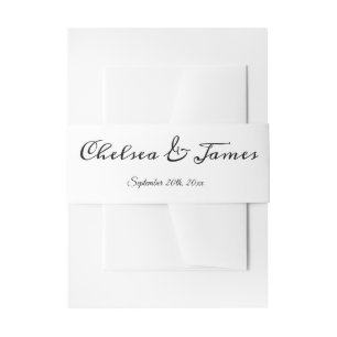 Modern Elegant Calligraphy Black & White Wedding  Invitation Belly Band