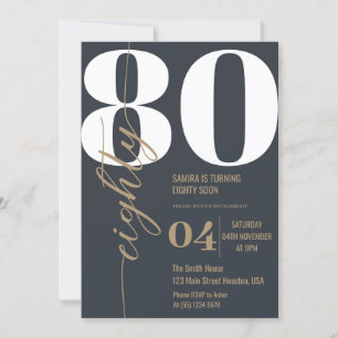 Modern Elegant Calligraphy EIGHTY 80th Birthday I Invitation