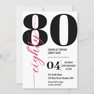 Modern Elegant Calligraphy EIGHTY 80th Birthday  Invitation