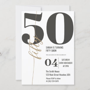 Modern Elegant Calligraphy FIFTY 50th Birthday Invitation
