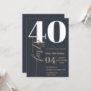 Modern Elegant Calligraphy FORTY 40th Birthday Invitation