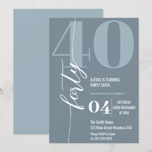 Modern Elegant Calligraphy FORTY 40th Birthday  Invitation
