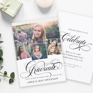 Modern Elegant Calligraphy Graduation Invitation