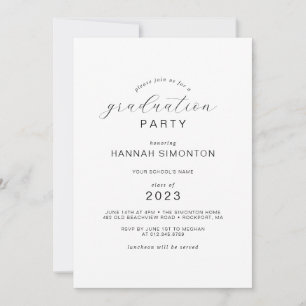 Modern Elegant Calligraphy Graduation Party Invitation