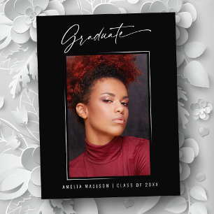 Modern Elegant Calligraphy Ink Script Grad Photo Postcard