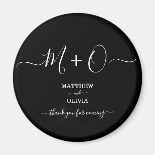 Modern Elegant Calligraphy Monogram Wedding Magnet