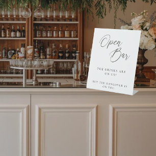 Modern Elegant Calligraphy Open Bar Wedding Sign 