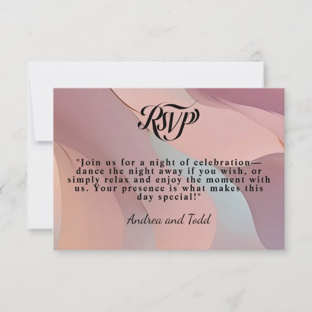 Modern elegant calligraphy pastel wedding RSVP card (Front)