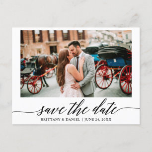 Modern Elegant Calligraphy Photo Save The Date Postcard