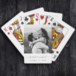 Modern Elegant Calligraphy Photo Wedding Guest Playing Cards<br><div class="desc">This modern calligraphy photo wedding guest favour is perfect for a unique and beautiful wedding. The neutral design features your names and wedding date in minimalist typography alongside a romantic,  whimsical script.</div>