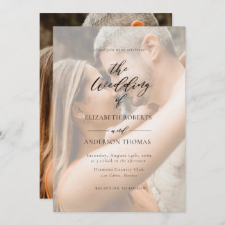 Modern Elegant Calligraphy Photo Wedding Invitation