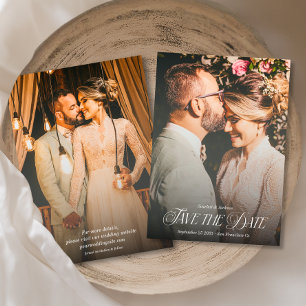 Modern Elegant Calligraphy Photo Wedding Portrait Save The Date