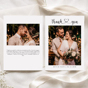 Modern Elegant Calligraphy Photo Wedding Thank You Card