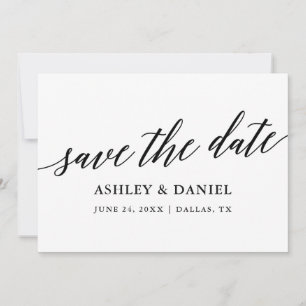 Modern Elegant Calligraphy Save The Date Flat Card