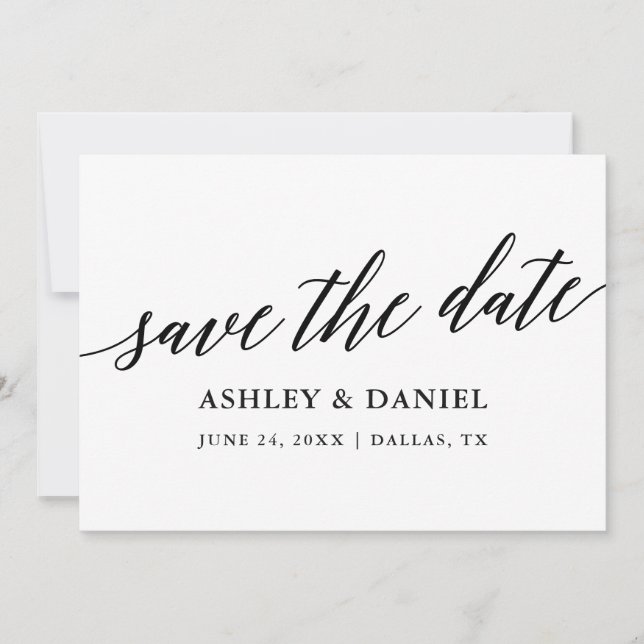 Modern Elegant Calligraphy Save The Date Flat Card (Front)