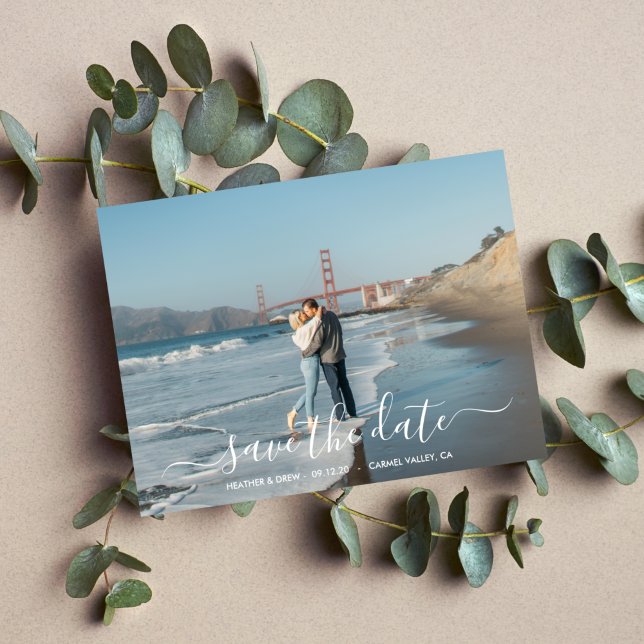 Modern Elegant Calligraphy Save The Date Wedding Postcard (Creator Uploaded)