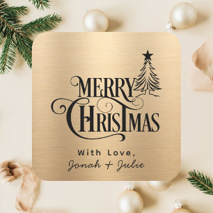 Modern Elegant Calligraphy Script Christmas  Square Sticker