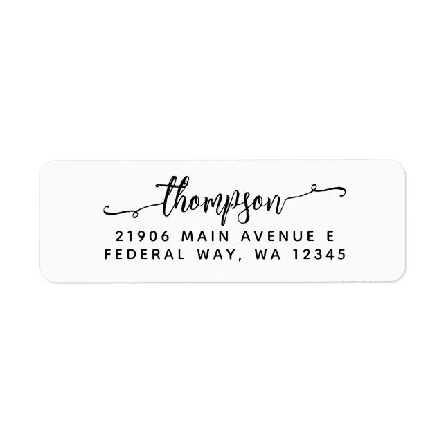 Modern Elegant Calligraphy Script Last Name Label (Front)
